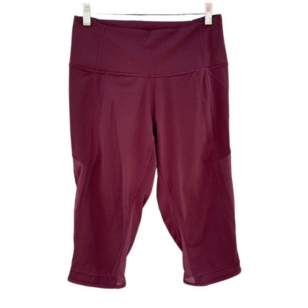 Lululemon Burgundy Mesh Panel Crop Legging Sz 10